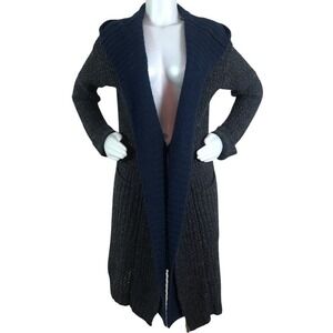 SLEEPING ON SNOW GREY & BLUE LONG SWEATER CARDIGAN